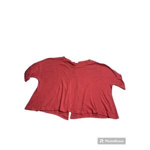Free People Womens Small Thermal Tee Red Boxy Oversized Open Back Made in USA
